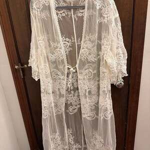 Sheer Off White Lace Kimono cardigan cover up